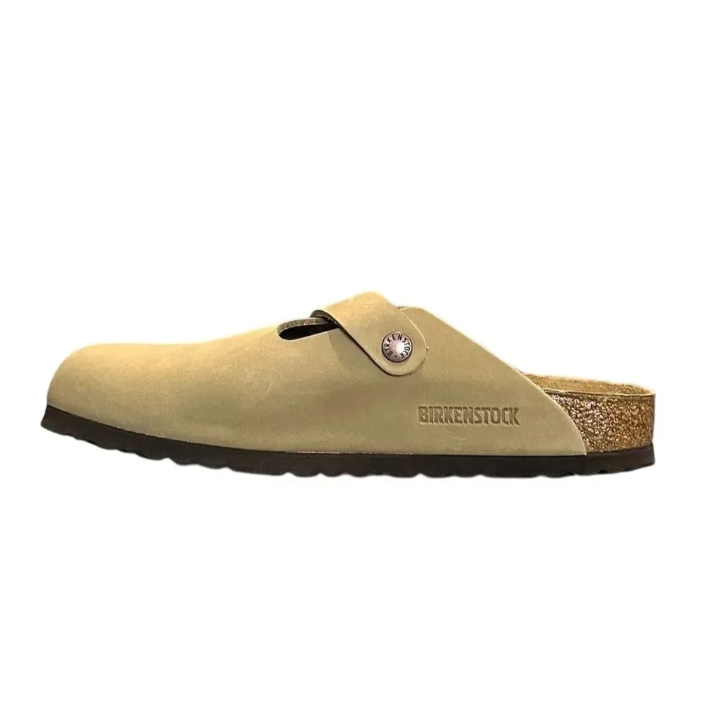 Birkenstock Boston Unisex Clogs Beige Suede Leather L8/M6 Boho Hippie Summer - Picture 11 of 15